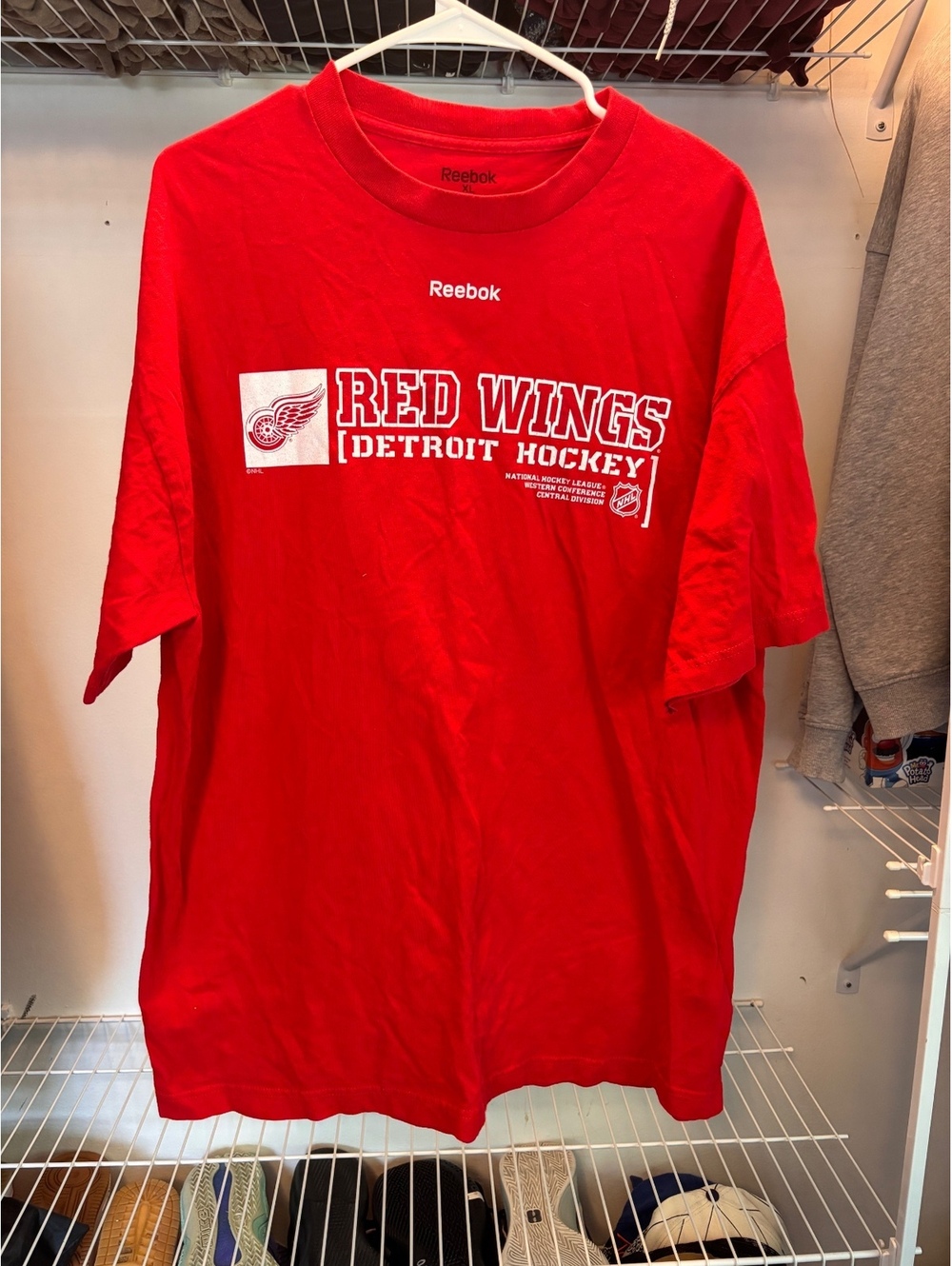 Reebok Detroit Red Wings Hockey T-Shirt XL Red Cotton